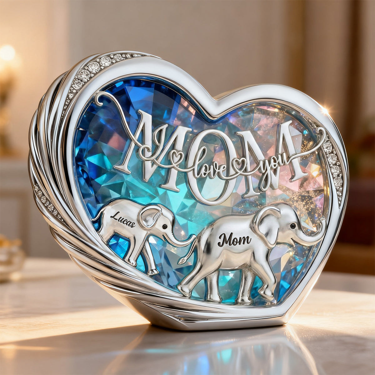 Follow Elephant Mom Acrylic Plaque, Personalized Gift For Mom 04qhtn070226