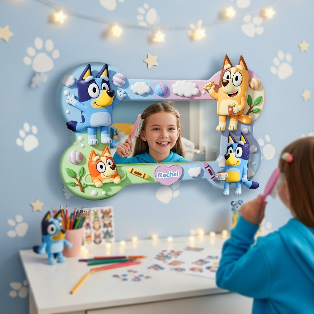 Personalized Gifts For Kid Fans Mirror, Cartoon Puppy Family 01TGMG240725