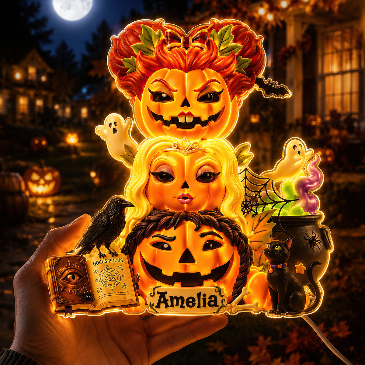 Pumpkin Friends Acrylic Light Box Personalized Halloween Gifts 08HUDT300726