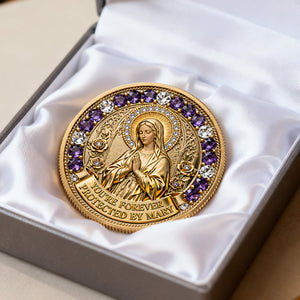 Protected By Mary - Personalized Gifts For Christian Printed Metal Coin 03NATN270226