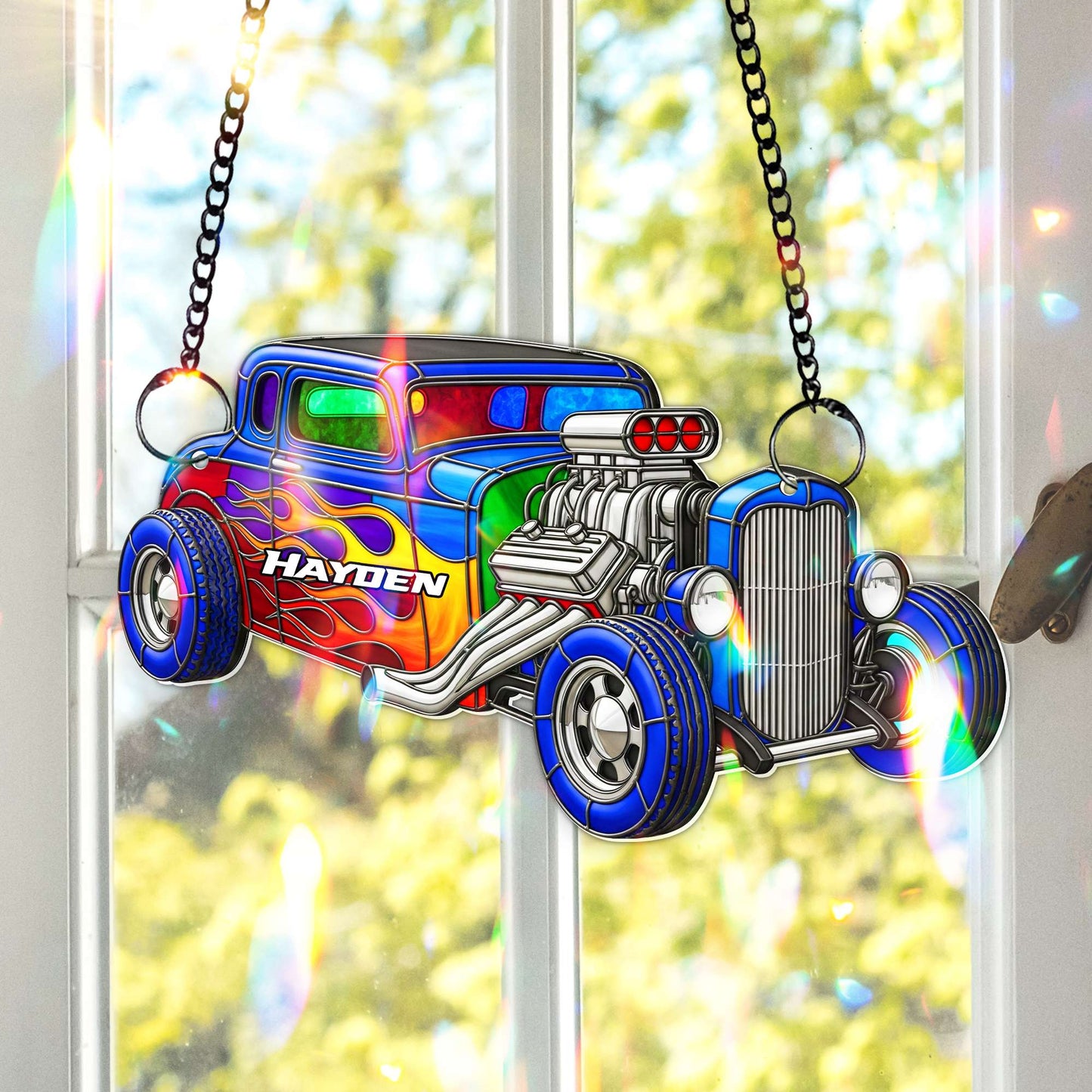 Vibrant Muscle Car Suncatcher  - Personalized Christmas Gifts For Hot Rod Lovers 05OHLU060825