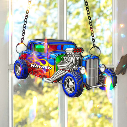 Vibrant Muscle Car Suncatcher  - Personalized Christmas Gifts For Hot Rod Lovers 05OHLU060825