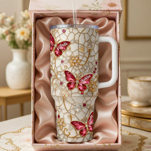 Sparkling Butterfly Floral 40oz Tumbler - Personalized Gifts For Mom 03kimg180326