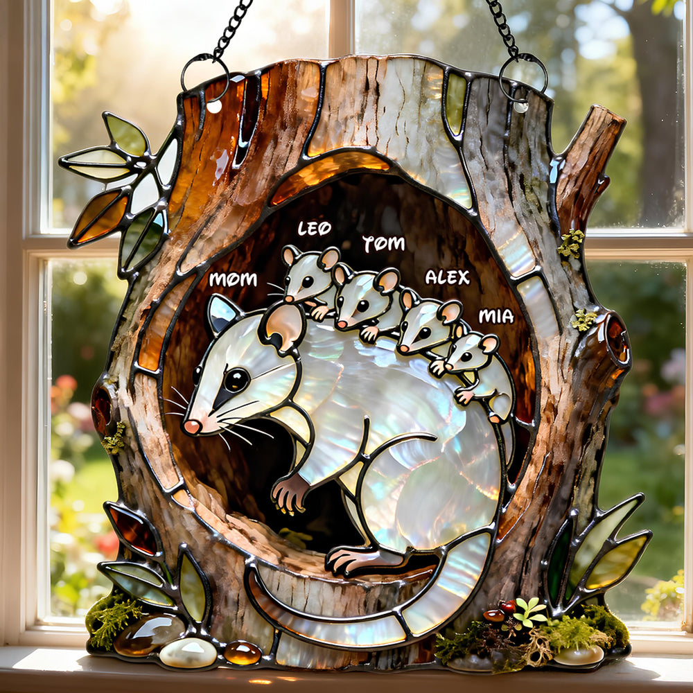 Opossum Mom Suncatcher Ornament - Personalized Gifts For Mother 04nadt100226