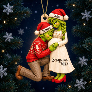 Furry Naughty Couple Pregnancy Announcement Baby Bump Ornament - Personalized Christmas Gifts For Couples 01tydt201026