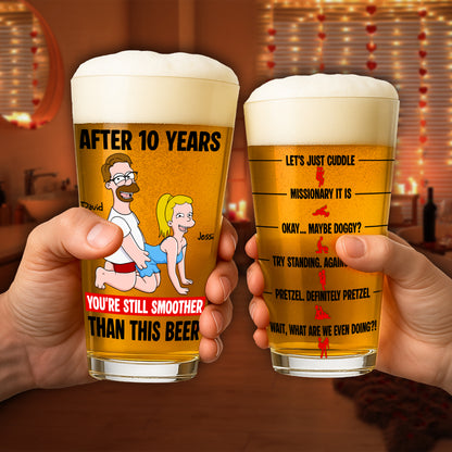 Playful Couple Beer Glass - Personalized Anniversary Gifts For Couples 02NALU140625