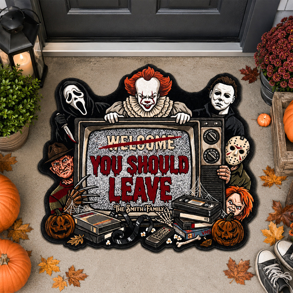 You Should Leave Custom Shape Doormat - Personalized Gifts For Horror Movie Lovers 01todh100826