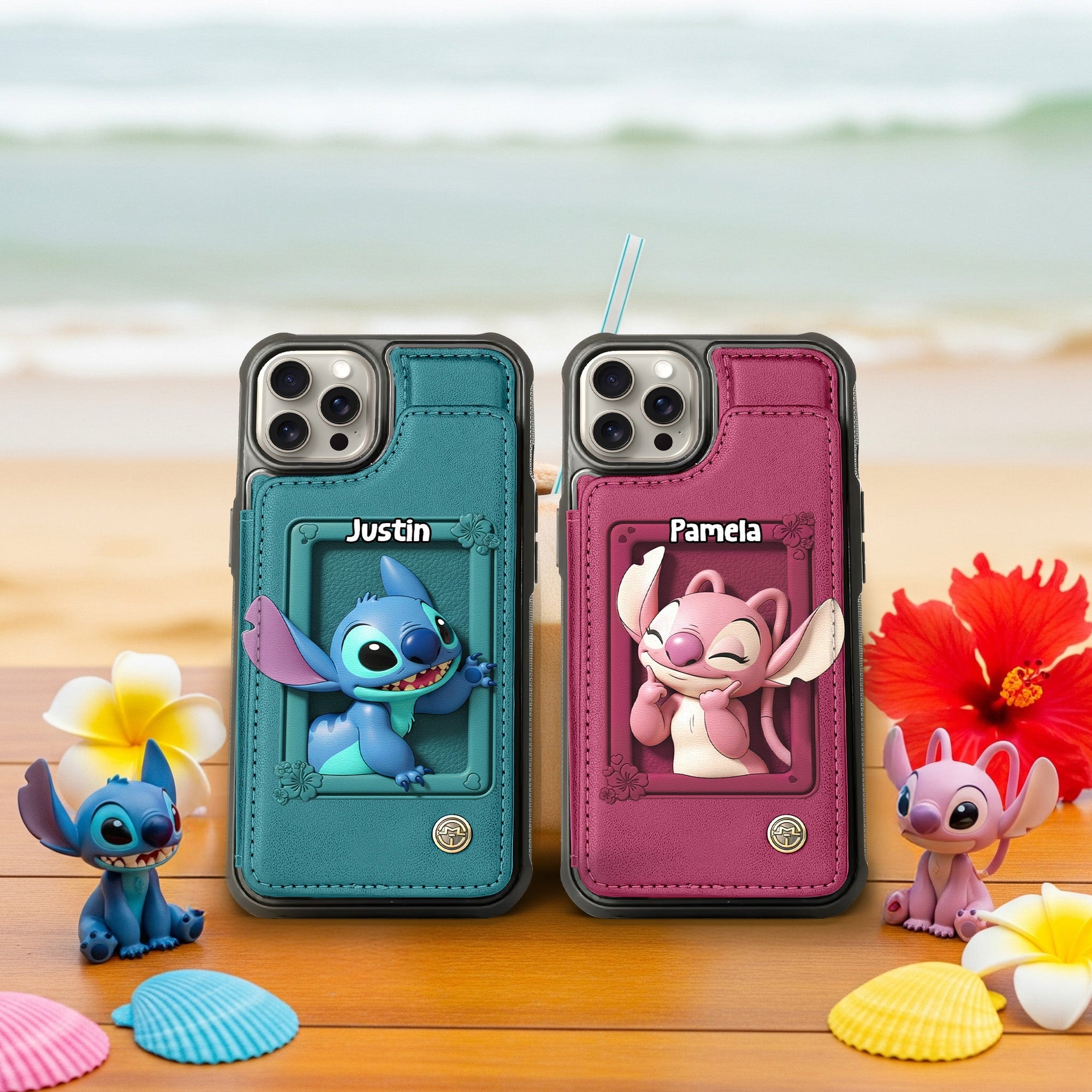 Couple Leather Flip Wallet Phone Case - Personalized Gift For Couple 02PGMG140825