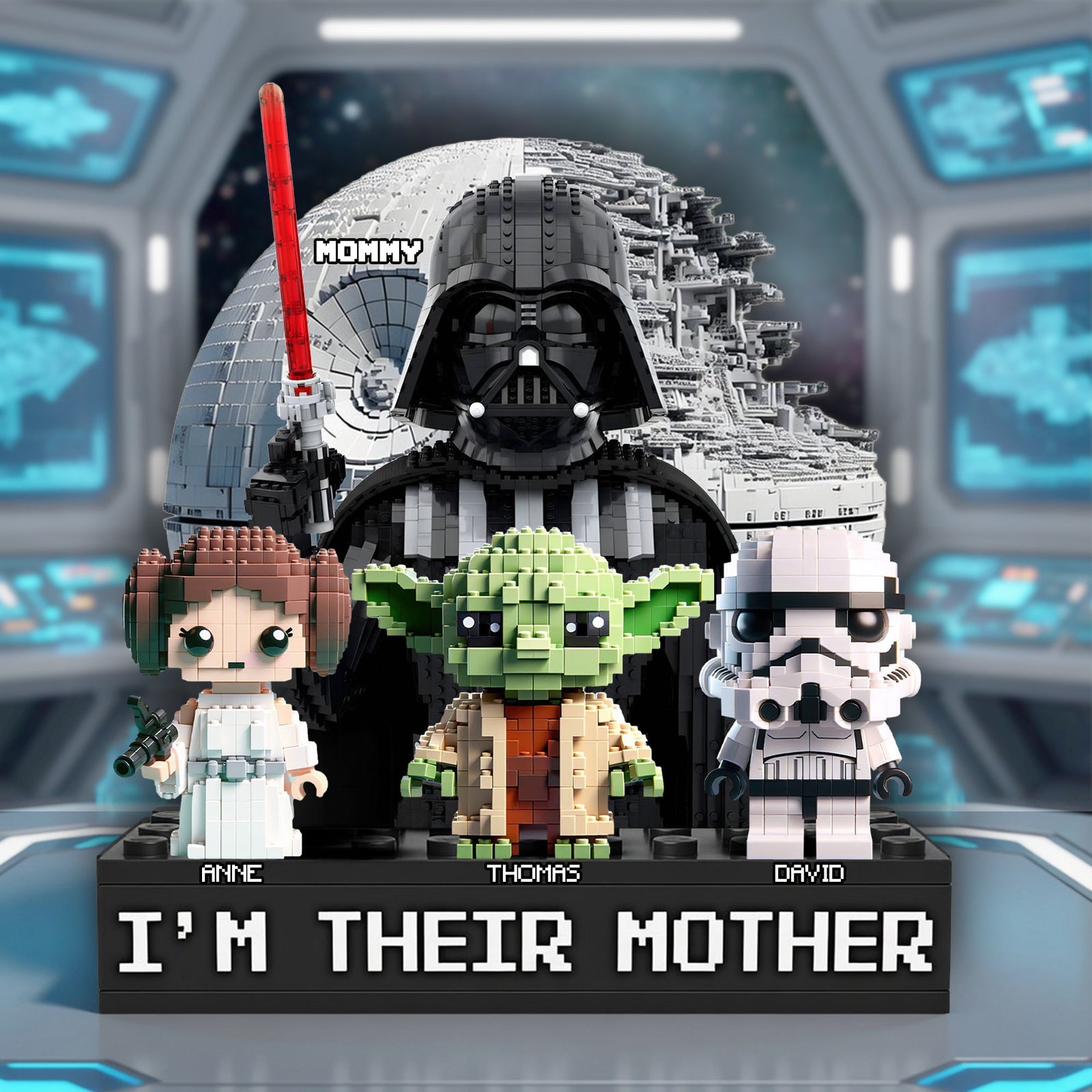 Space Theme Mom And Kids Acrylic Plaque - Personalized Gifts For Mother's Day Plaque 03OHLU080426