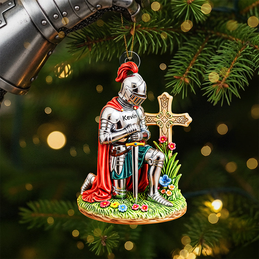 Kneeing Knight Ornament - Personalized Gifts For Christians 05huta300825