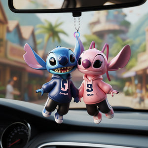 Blue Alien Couple Car Hanger Ornament - Personalized Gifts For Couple 04hyta281125