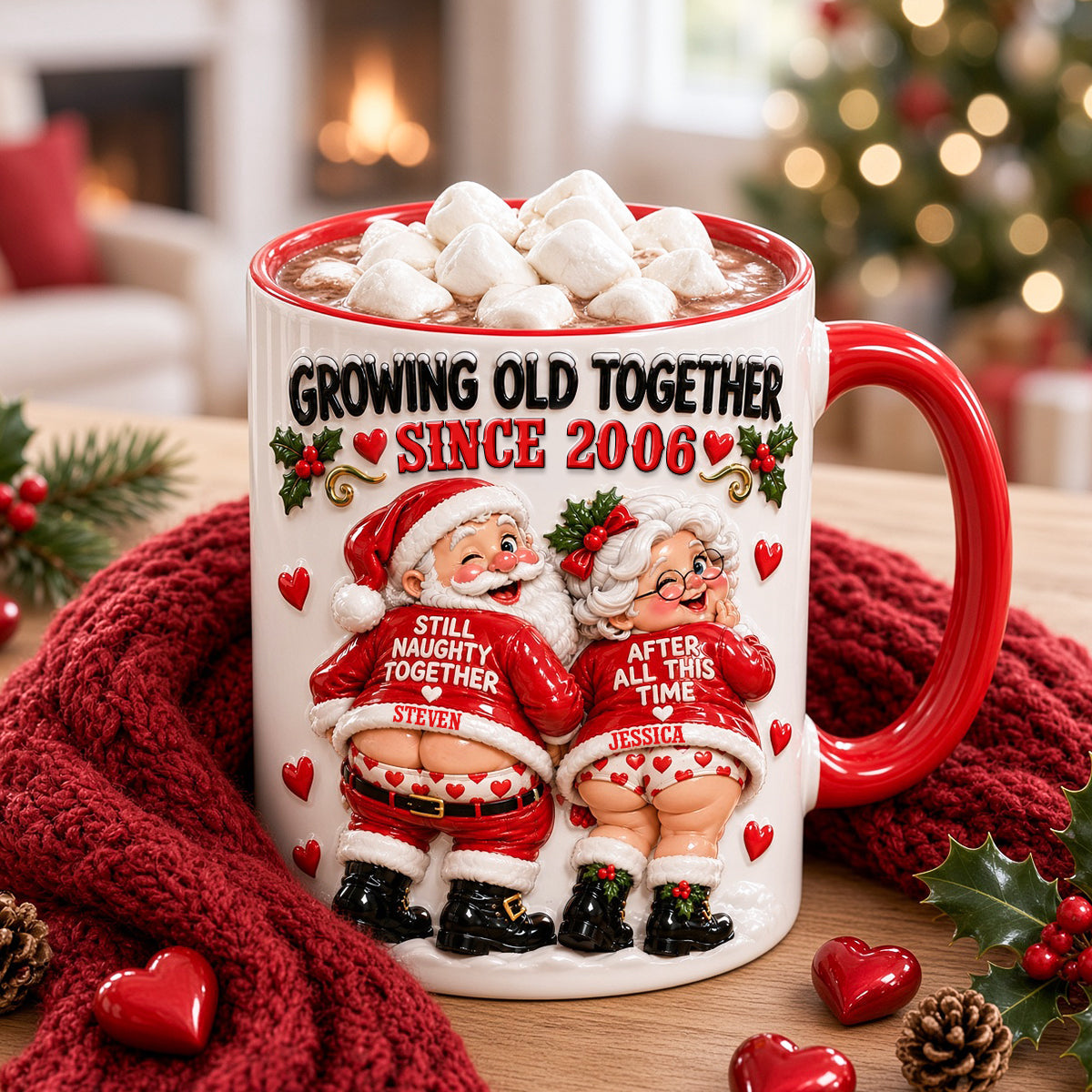 Naughty Old Santa Couple Accent Mug - Personalized Christmas Gifts For Couples 01todh211026