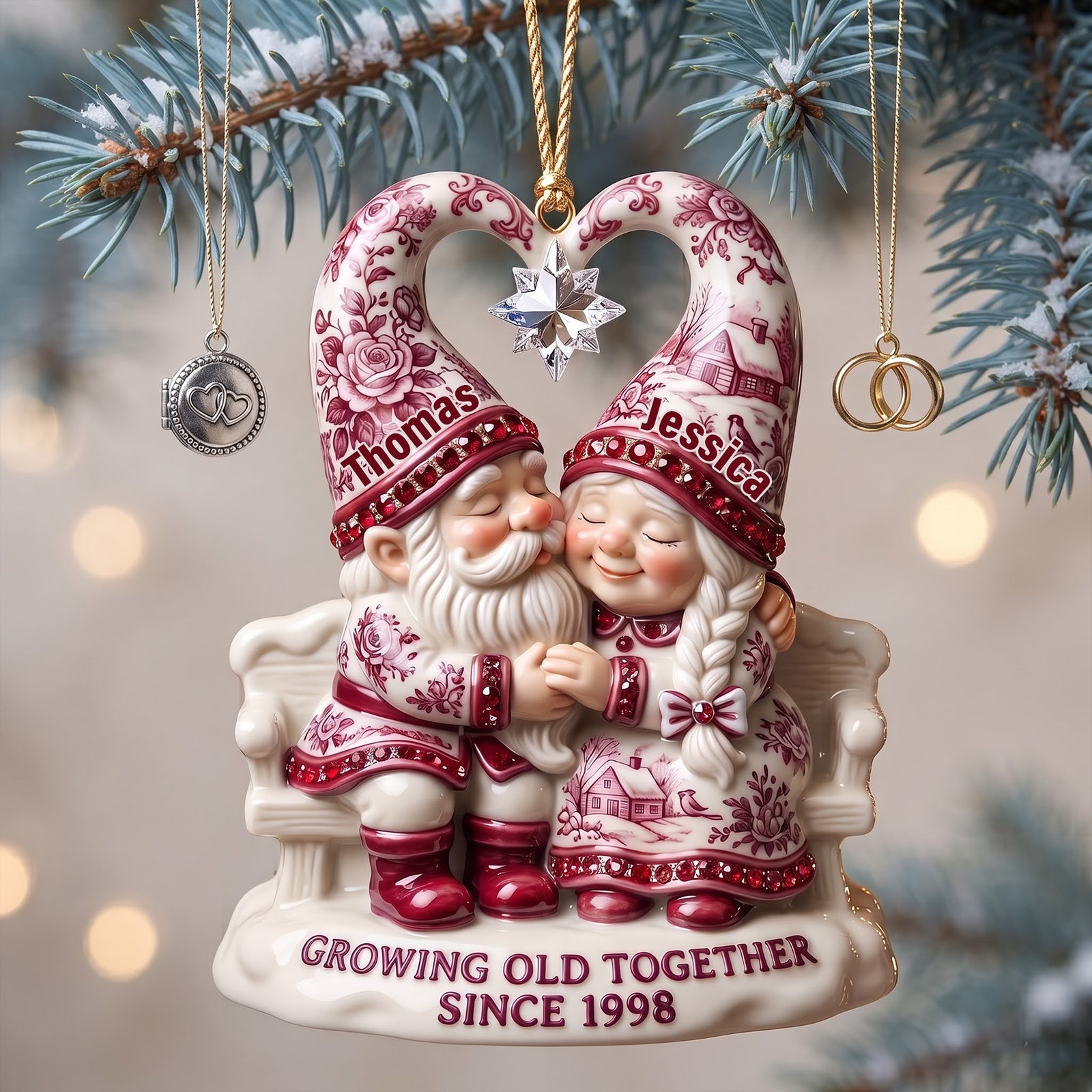Couple Toile de Jouy Acrylic Ornament - Personalized Christmas Gifts 01pglu050826