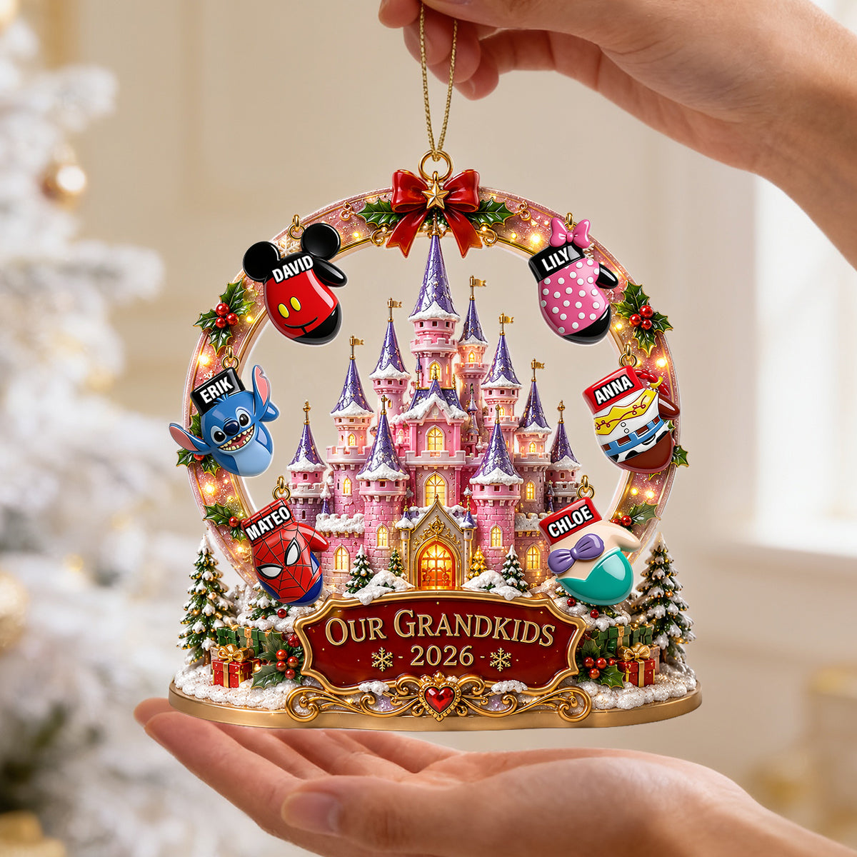 Magical Castle Grandkids Acrylic Ornament - Personalized Christmas Gift For Grandparents 02NADT280826