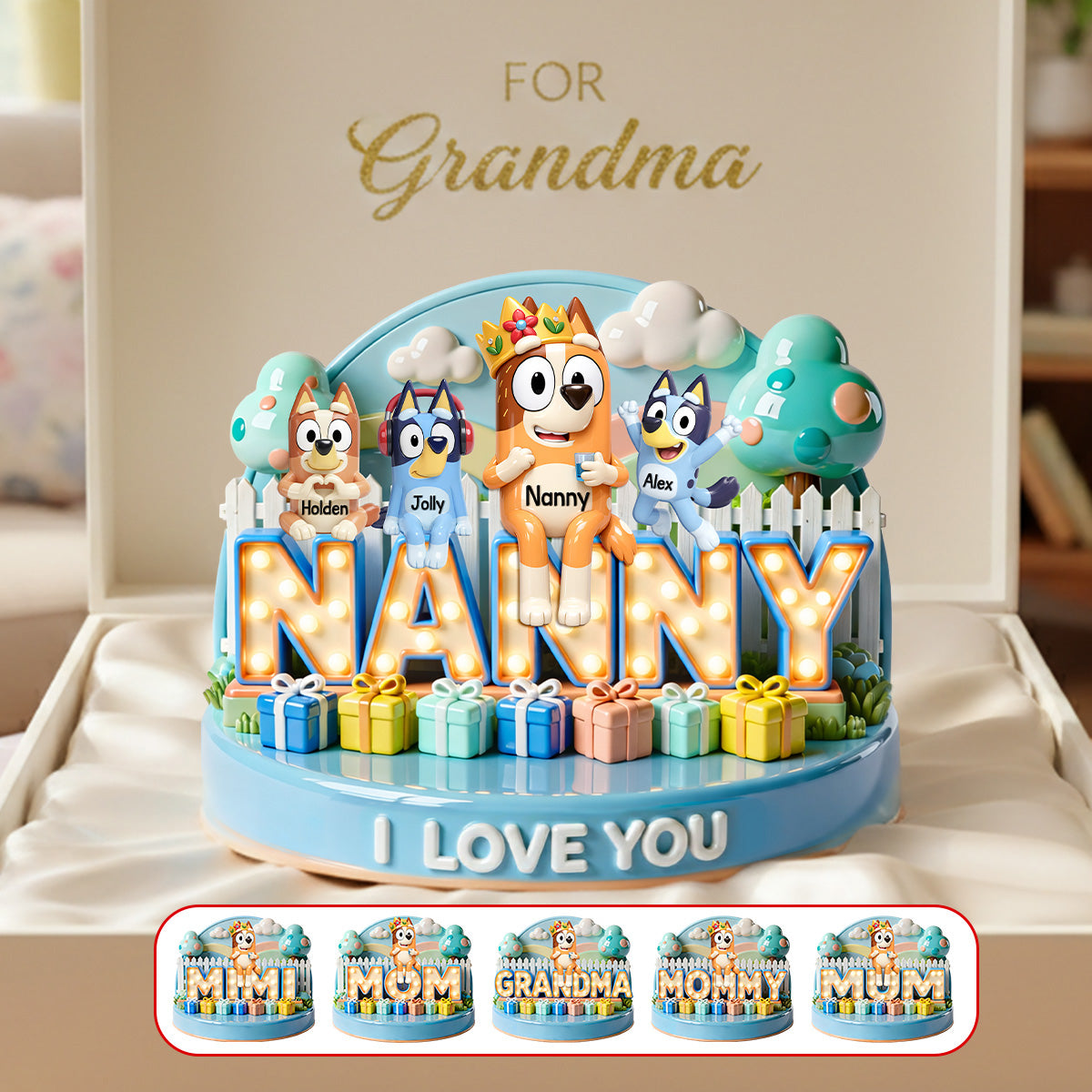 Mom & Kids Puppy Family Plaque – Personalized Gift For Mother’s Day Acrylic Plaque 03OHMG250226