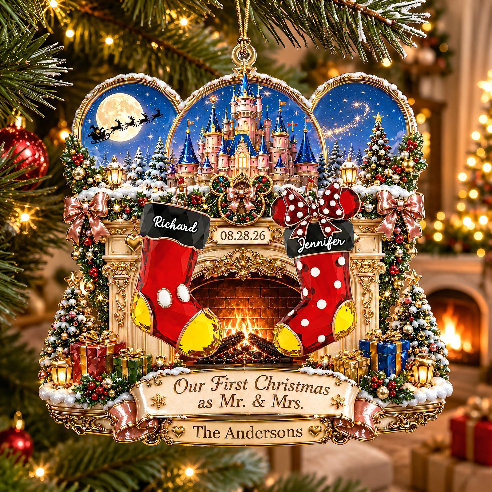 Newly Married Couple Christmas Ornament - Personalized  Gifts For Couple 03naqn030926