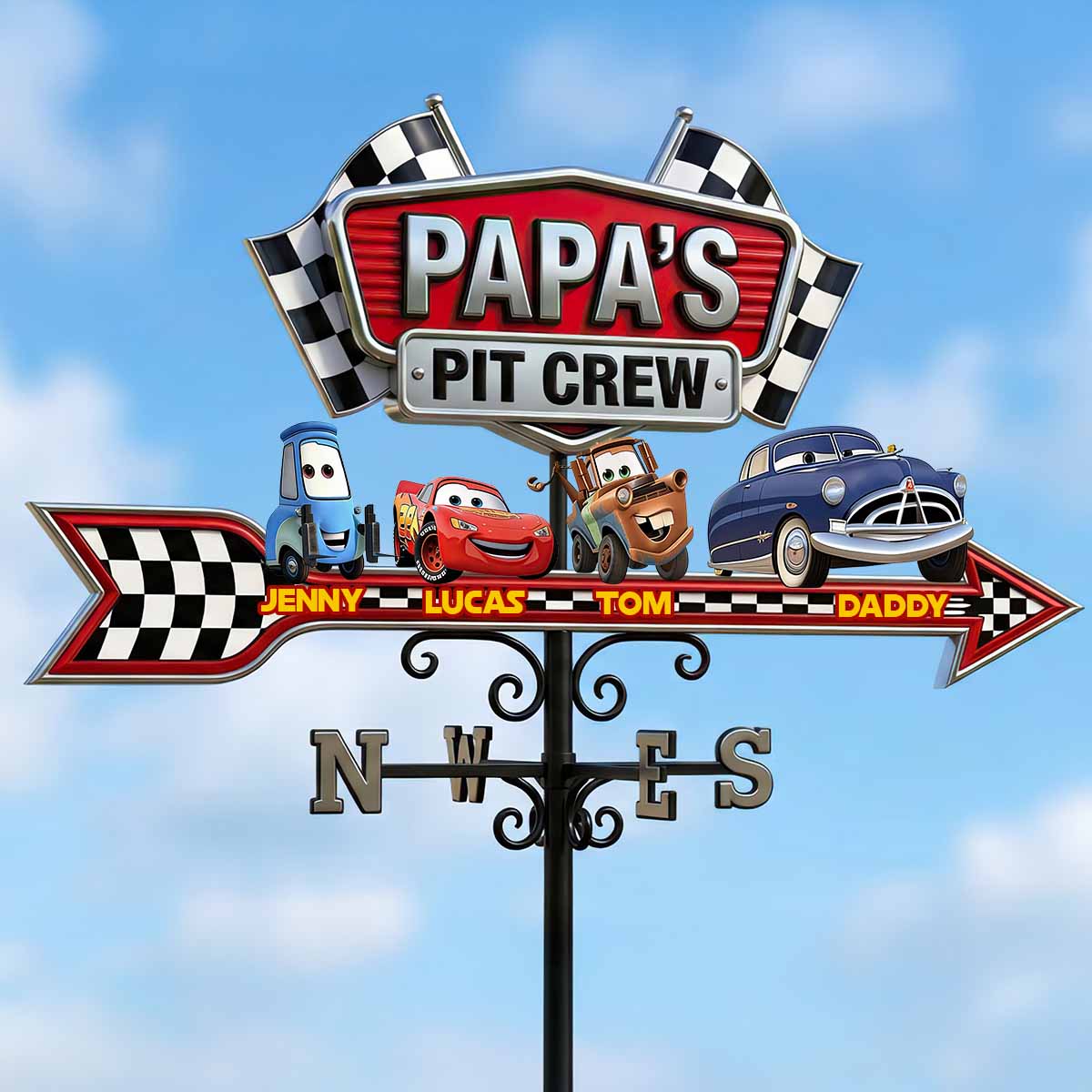 Papa’s Racing Metal Weather Vane - Personalized Gifts For Dad 05padt150526
