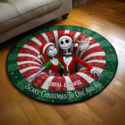 Creepy Cute Couple Round Mat - Personalized Christmas Gift For Couples 03HULU250925