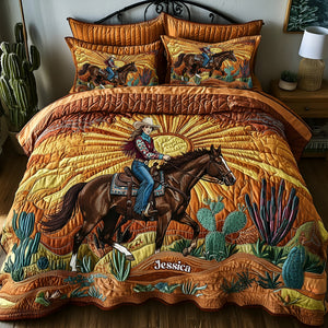 Desert Sunset Cowgirl Quilt Bedding Set Special Line - Personalized Gifts For Cowgirl 05nalu191225