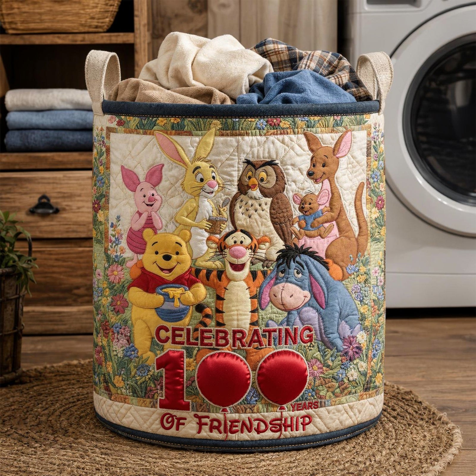 Happy Century Quilted Laundry Basket, Personalized Gifts 07qhlu030726