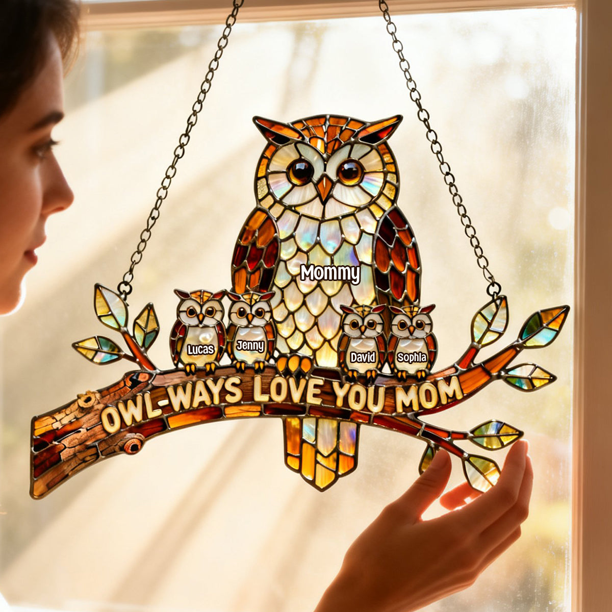 Owl-ways Love You Mom Suncatcher Ornament - Personalized Gifts For Mother's Day 03hytn110226
