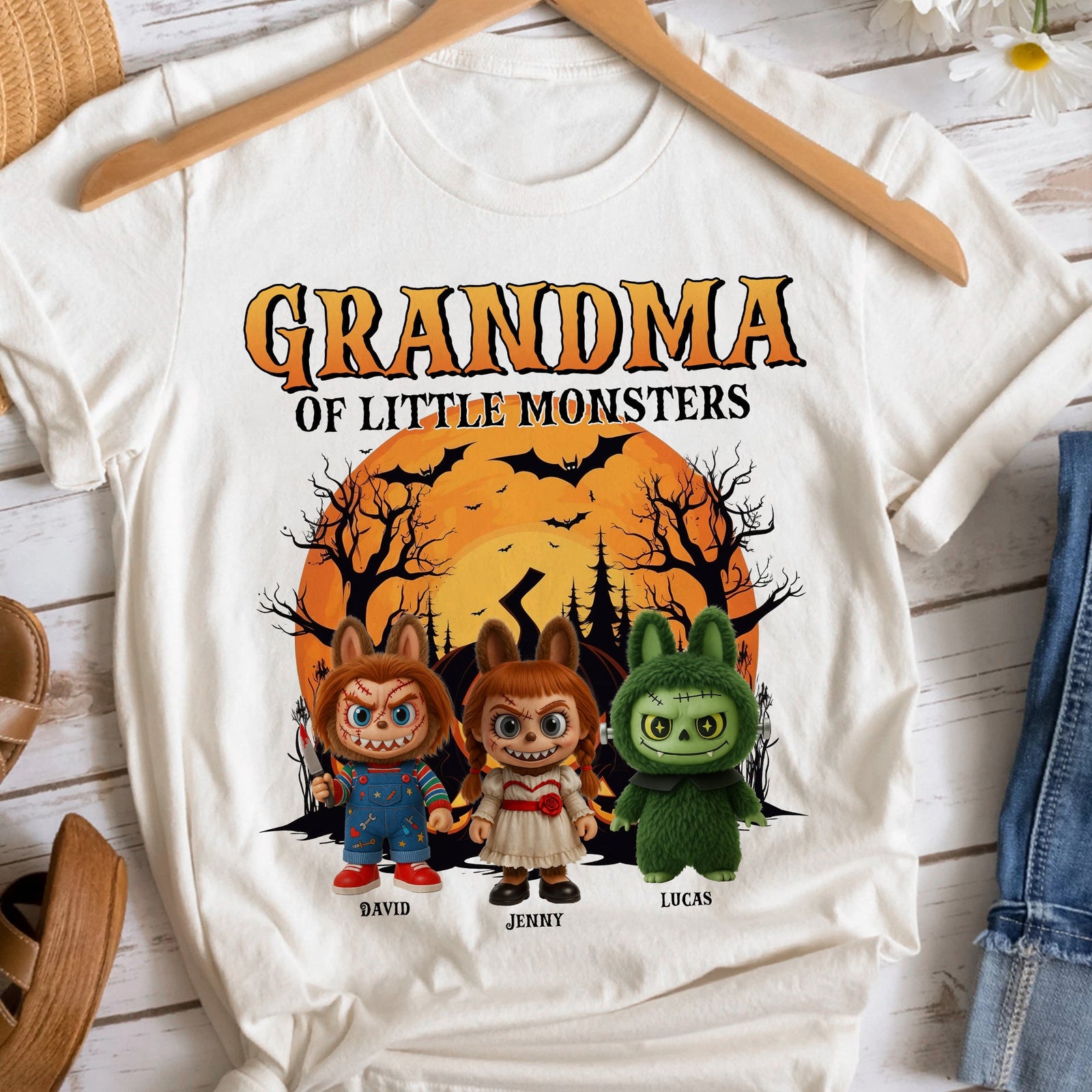 Spooky Monsters Personalized Gifts For Grandma Shirt 03natn160725
