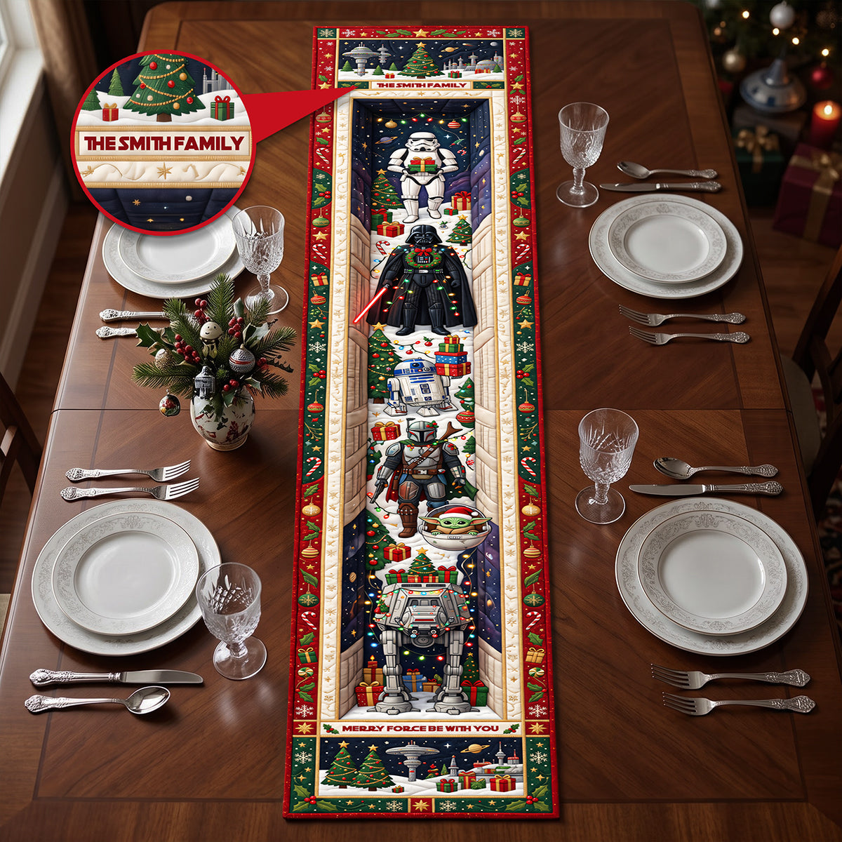 Empire Celebrates The Holidays Quilted Table Runner - Personalized Christmas Gifts For Family 01hata200826