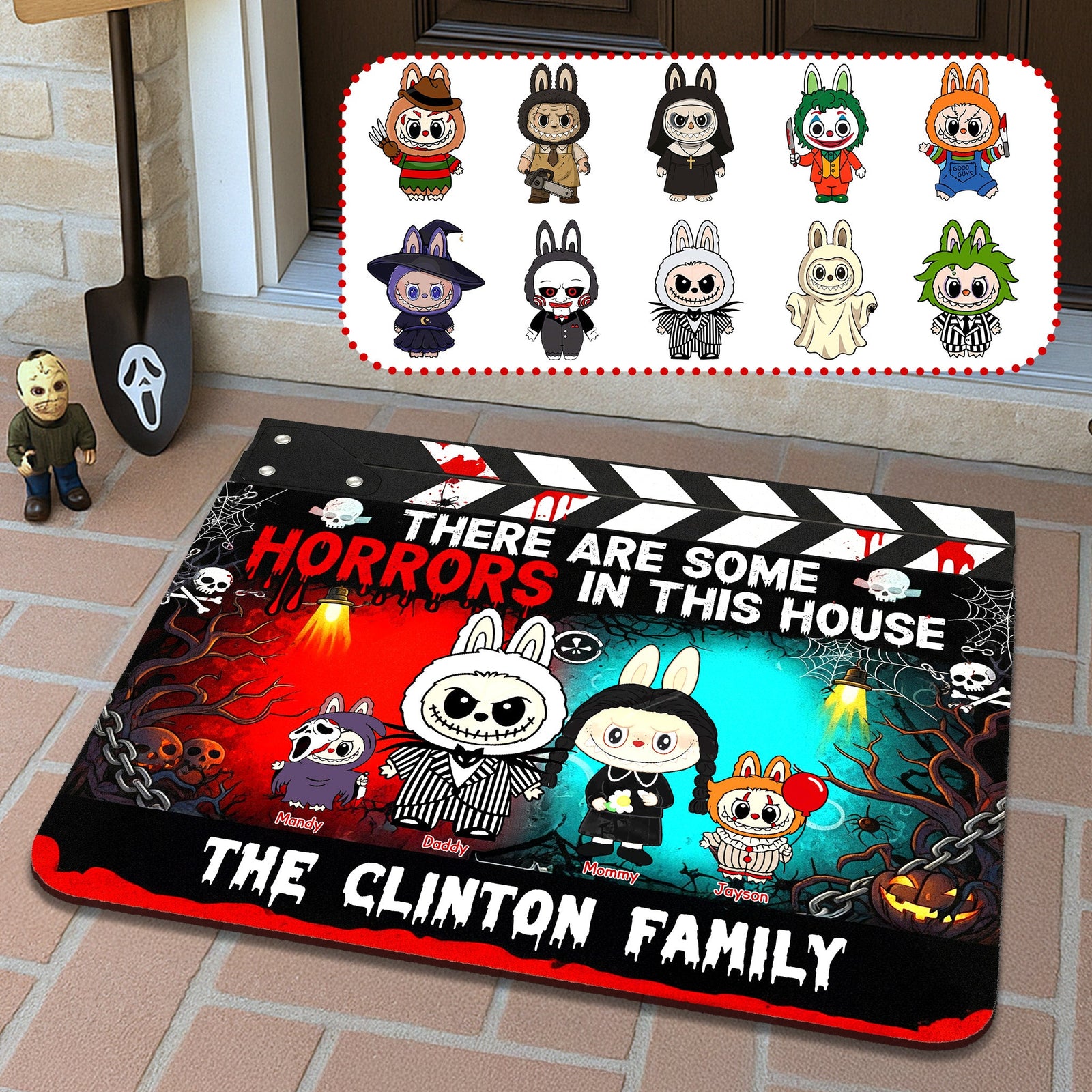 Horror Family Doormat - Personalized Gifts For Family Halloween 02HUMG250825