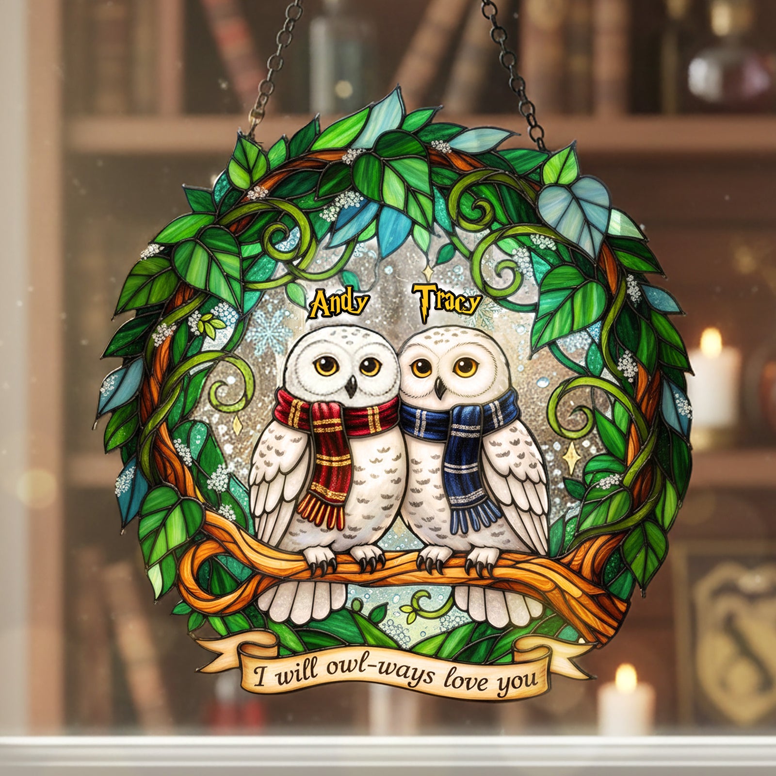 Owl Couple Suncatcher  - Personalized Gifts For Couple 05pamg171225