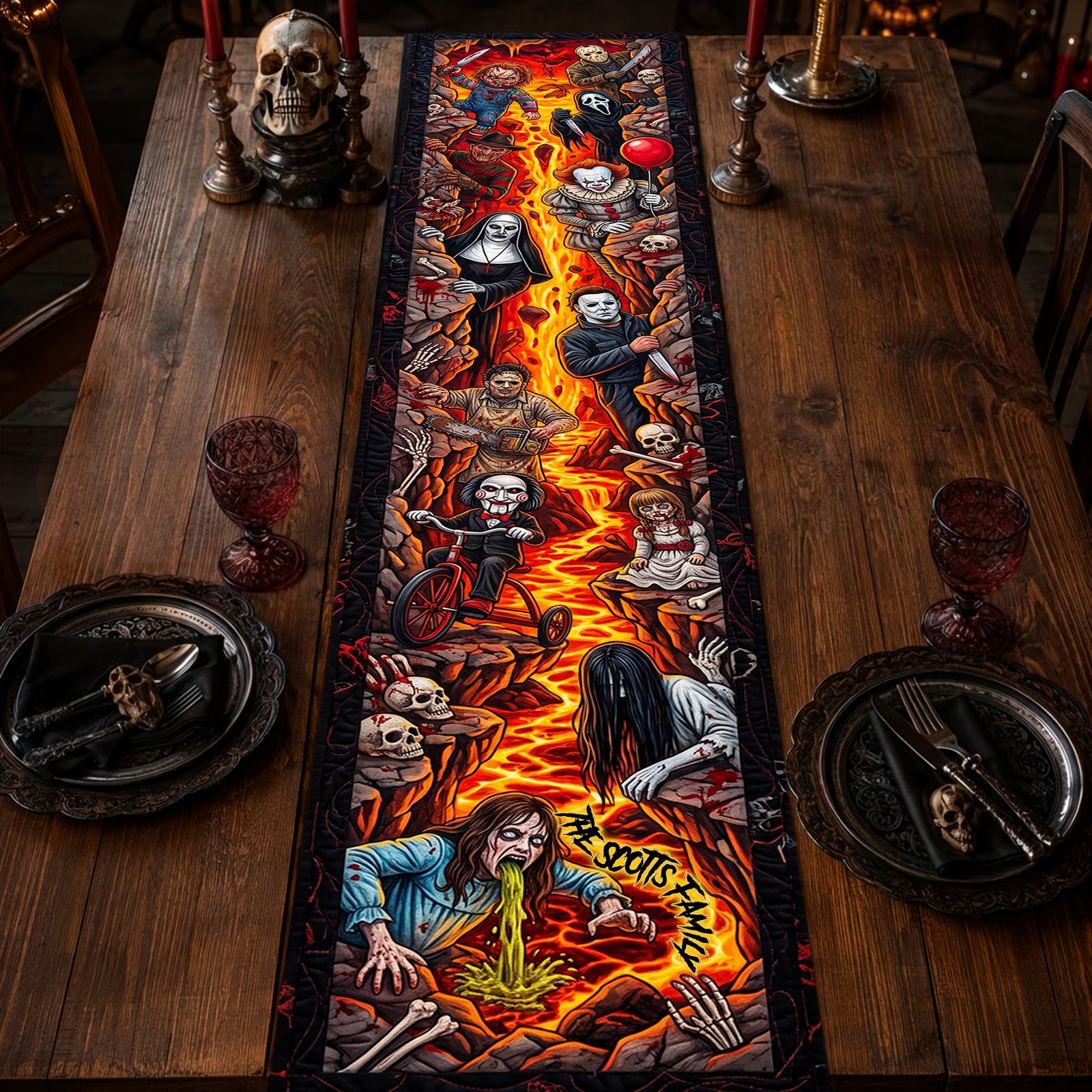 Scary Villain Quilted Table Runner - Personalized Gifts For Halloween 02hulu130826