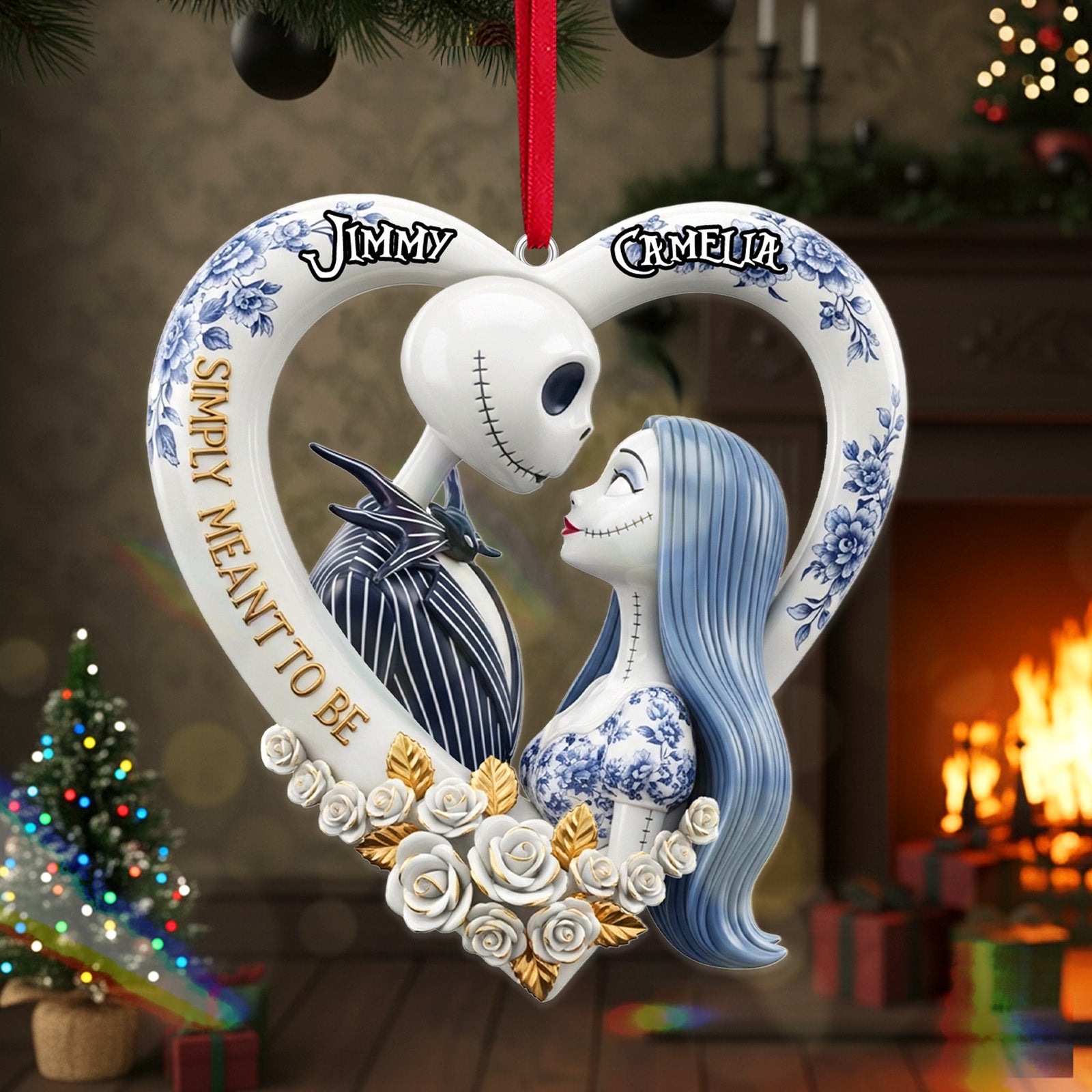 Personalized Gifts For Christmas, Couple Toile de Jouy Custom Shape Acrylic Ornament 03pgmg260925