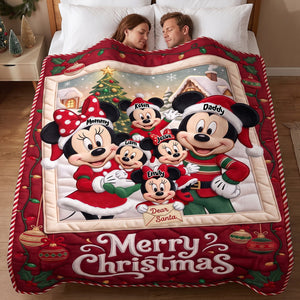 Happy Little Cartoon Family Portrait Blanket - Personalized Gifts For Family 05PATA280926
