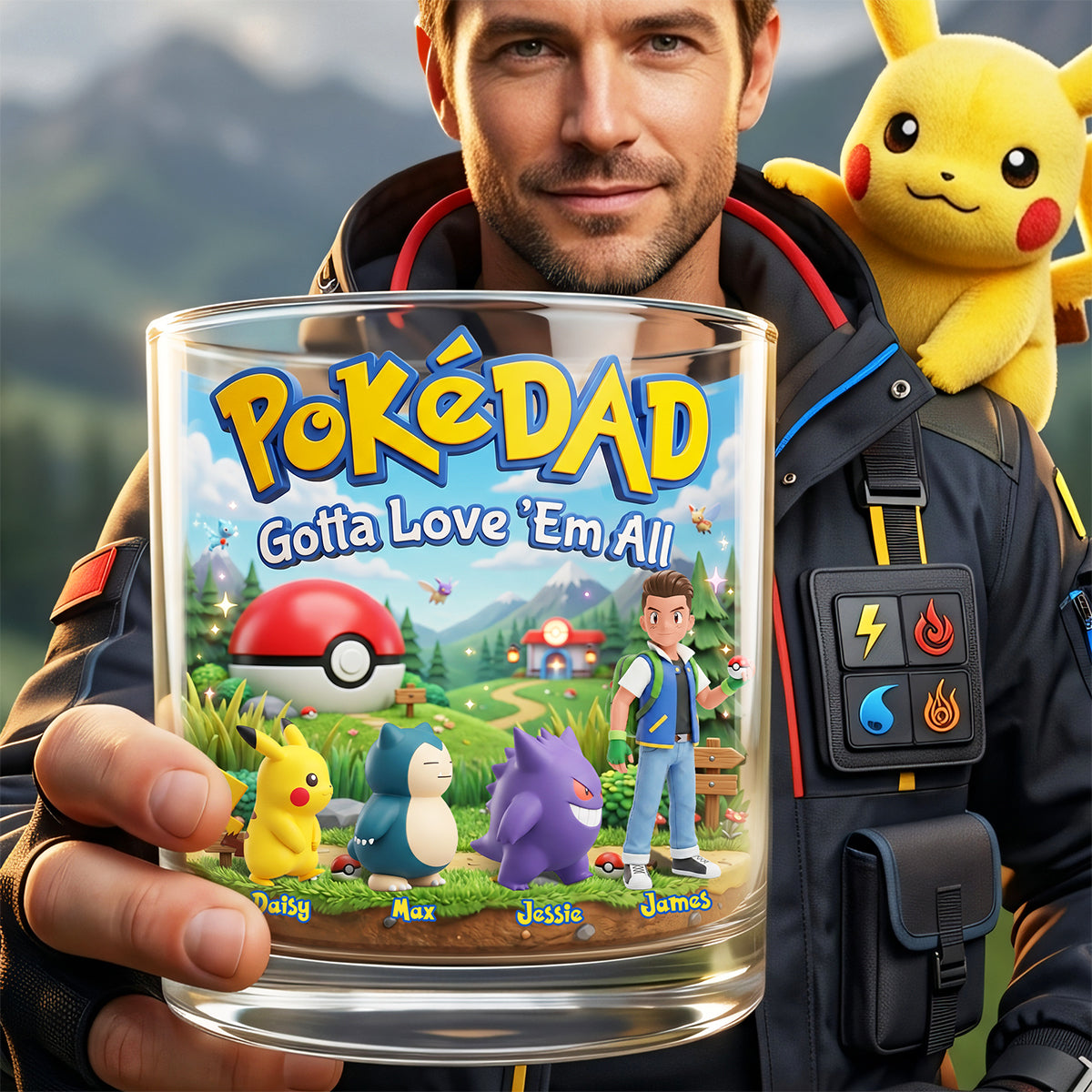 Adventure Game Dad And Kids Round Glass - Personalized Gifts For Dad 03nata200526