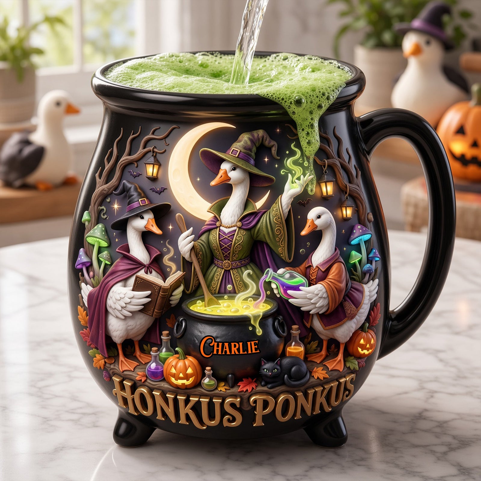 Funny Goose Cauldron Mug - Personalized Gifts For Halloween 04tolu180826