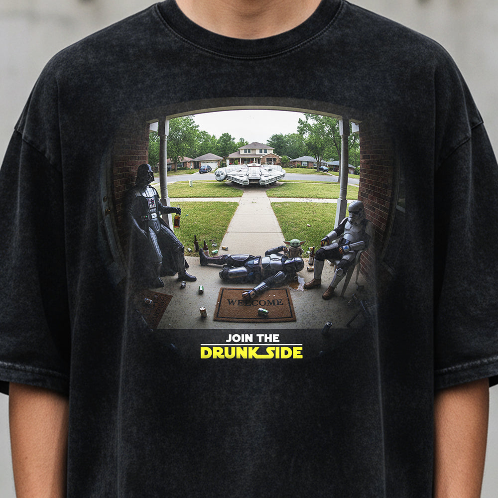 Funny Drunk Side Washed T-Shirt - Gifts For Loved Ones 03kita291225-Homacus