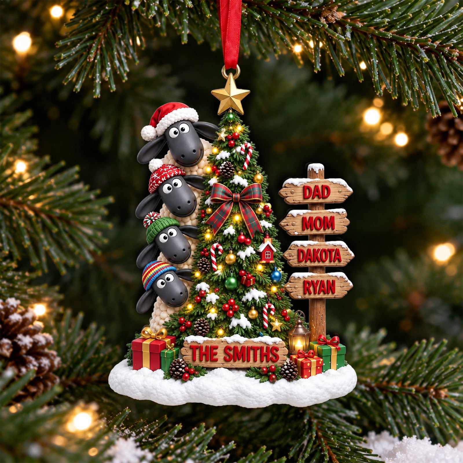 Lovely Sheep Family Ornament - Personalized Christmas Gifts For Family 01ttlu051026