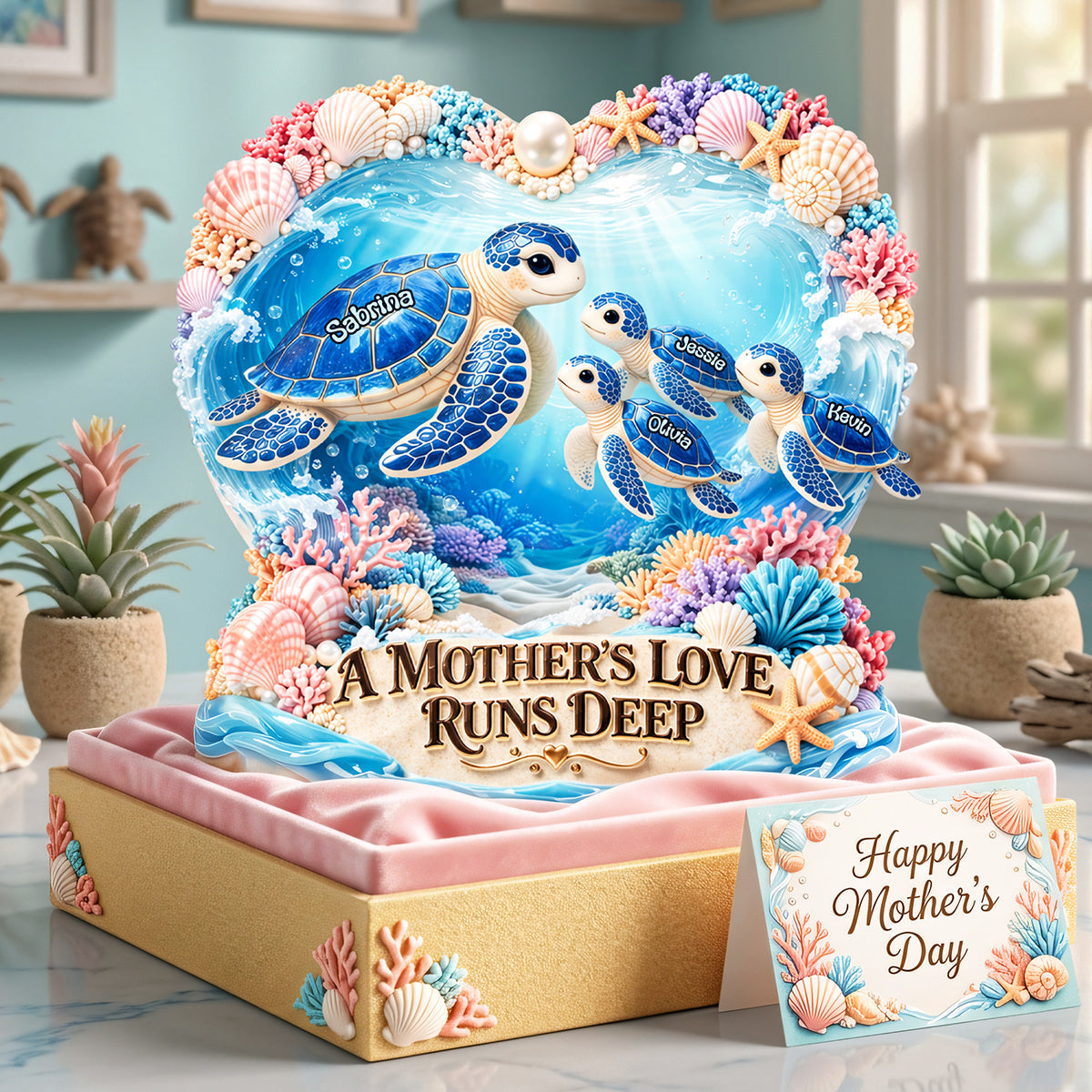 Turtle Mom Acrylic Plaque - Personalized Gifts For Mothers 04tyta200326
