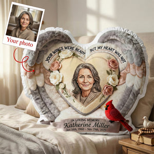 Custom Photo Heaven In Heart Shaped Pillow, Personalized Keepsake To Remember Loved One 02qhmg191225