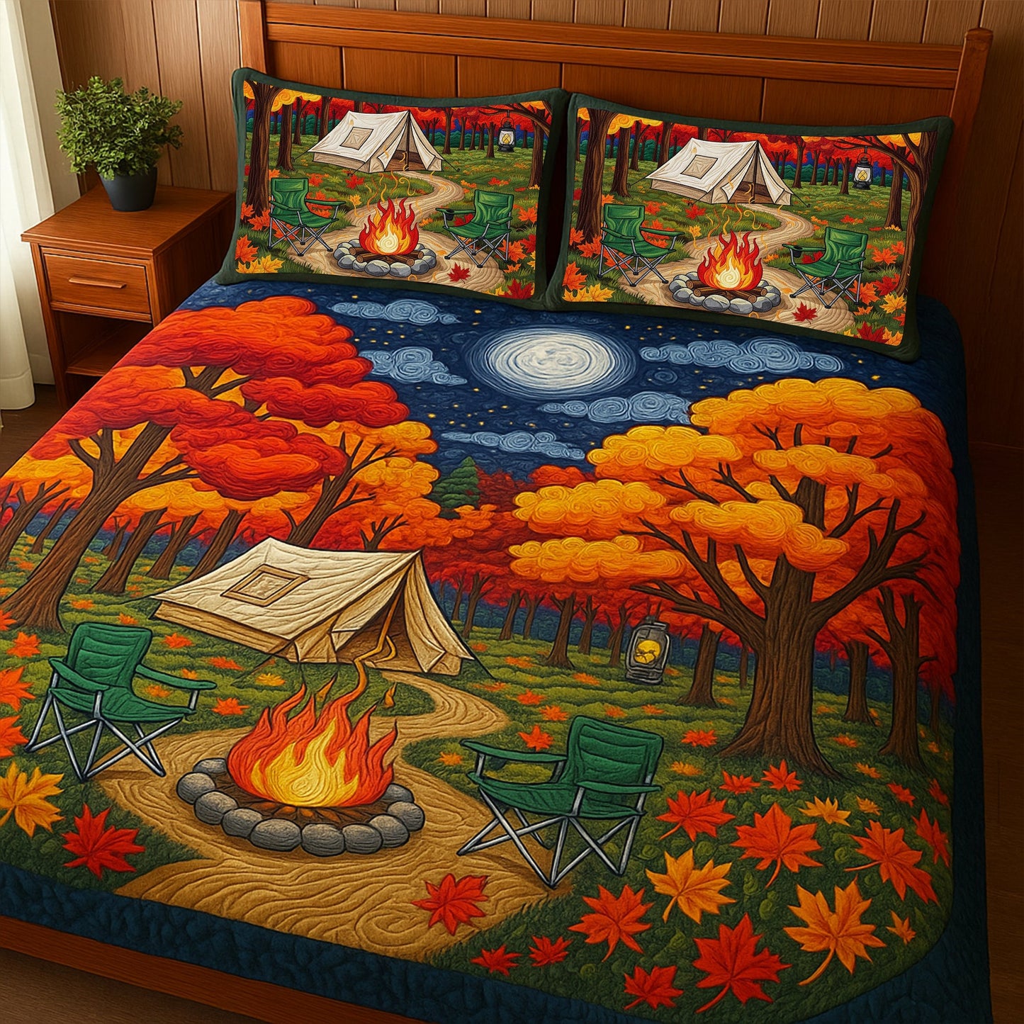 Autumn Nights By The Fire Quilt Bedding Set - Gift For Camping Lovers 06PGLU160725