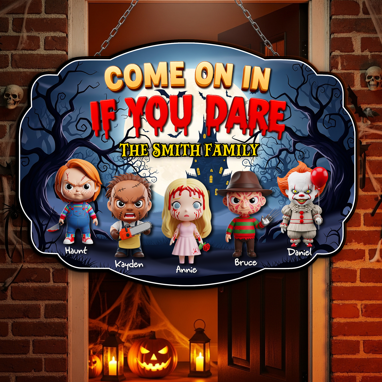 Haunted Family Wood Sign - Personalized Gifts For Family 01PGLU130825