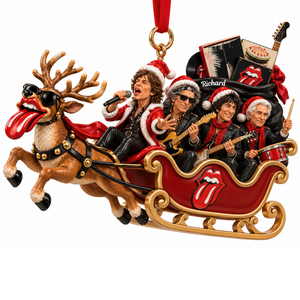 The Rolling Stones Funny Riding in A Santa Sleigh With Reindeer Acrylic Ornament - Personalized Christmas Gift For Rock Lovers 07naqn131026