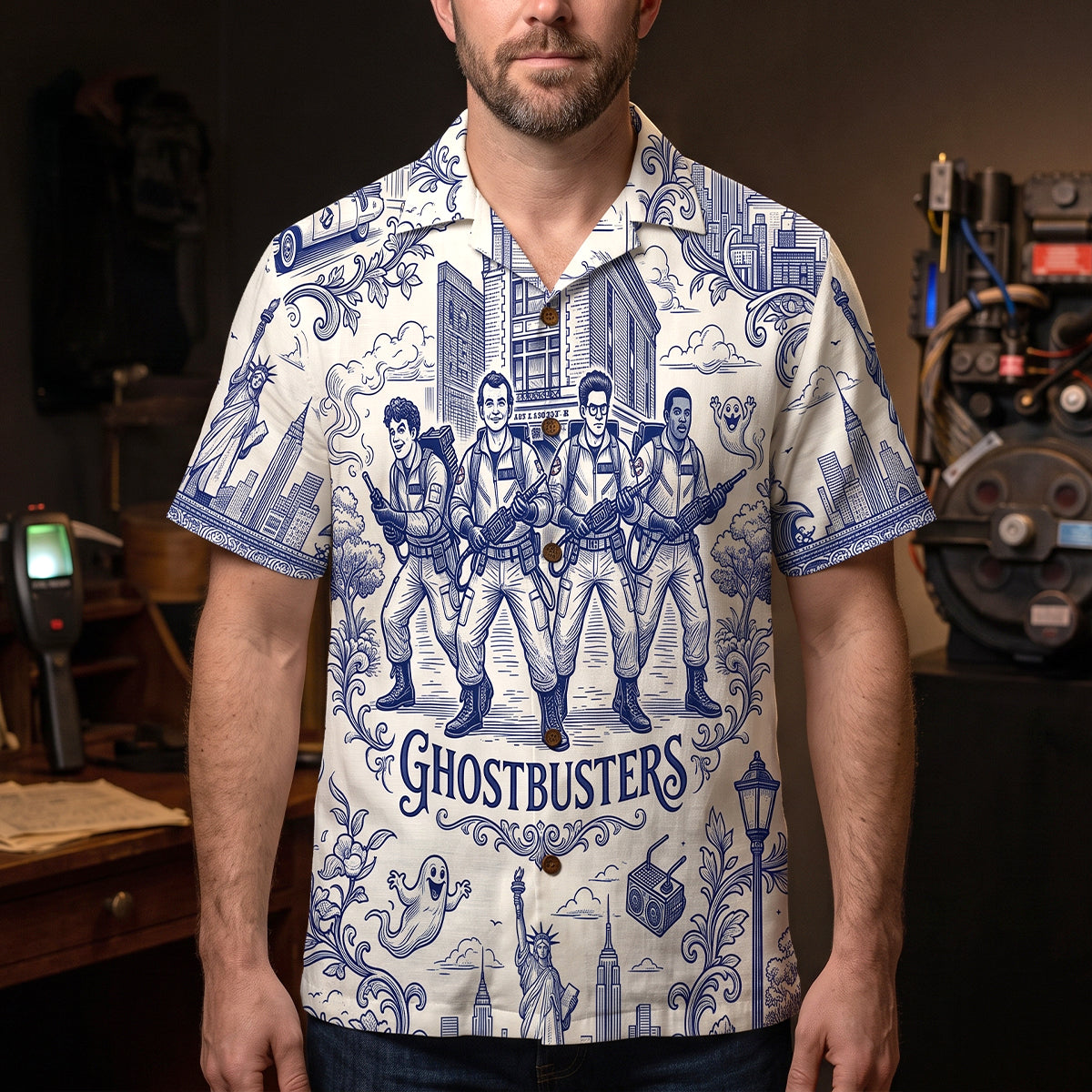 Spooky Toile De Jouy Hawaiian Shirt - Personalized Gifts For Movie Lovers 03pgtn160726