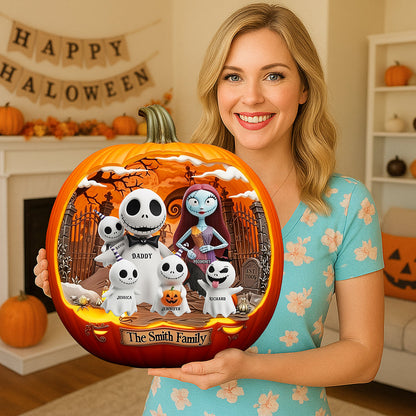 Spooky Family Pumpkin Wood Sign - Personalized Halloween Gifts For Family 01tgqn190825