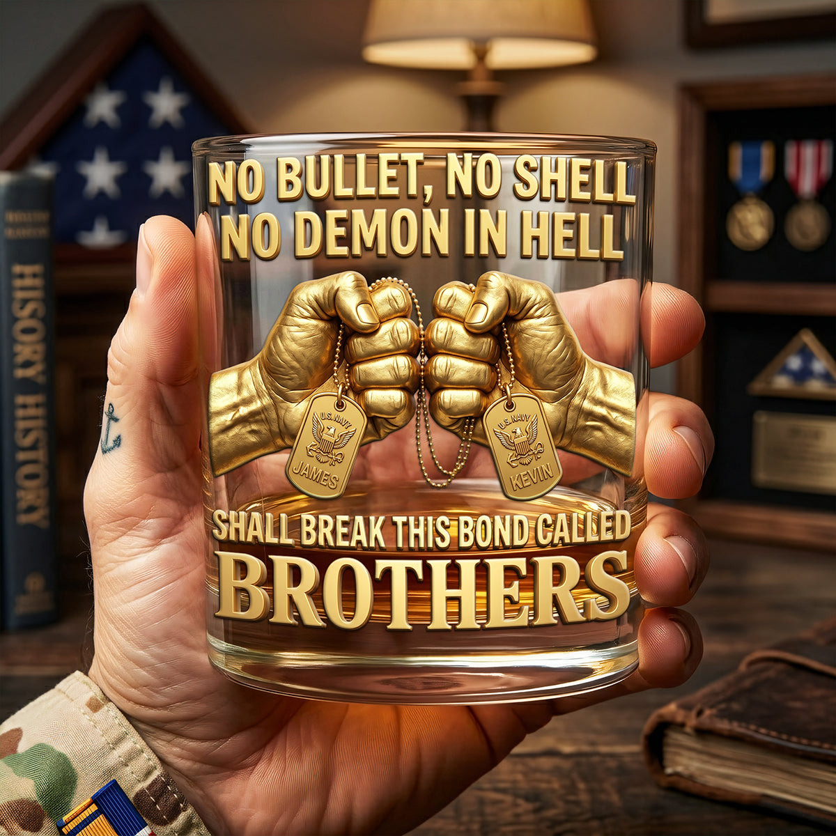 Brother Military Round Glass - Personalized Gifts For Brothers 01huta060626