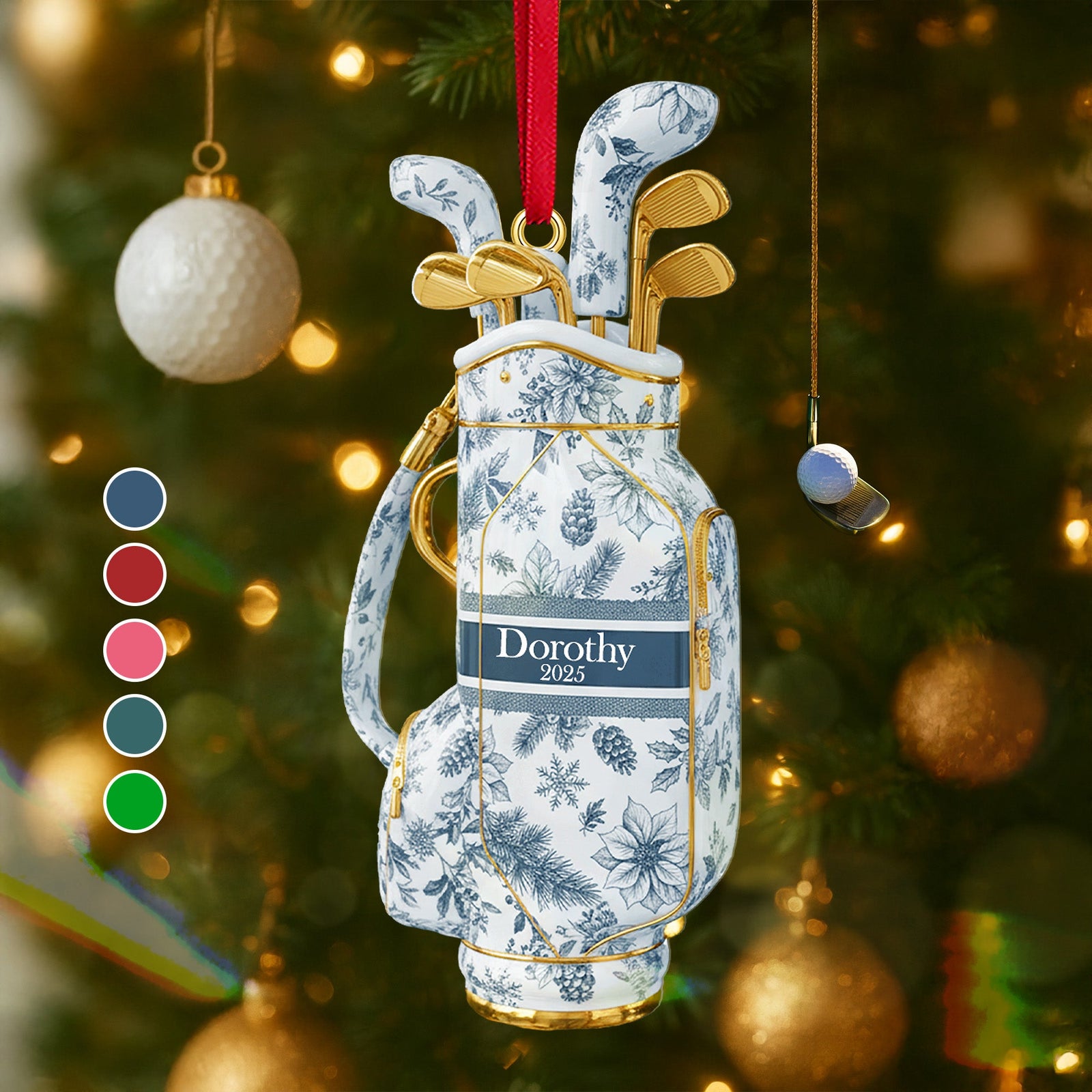 Golf Bag Toile de Jouy Custom Shape Acrylic Ornament - Personalized Gift For Golf Lover Ornament 05PGMG300925