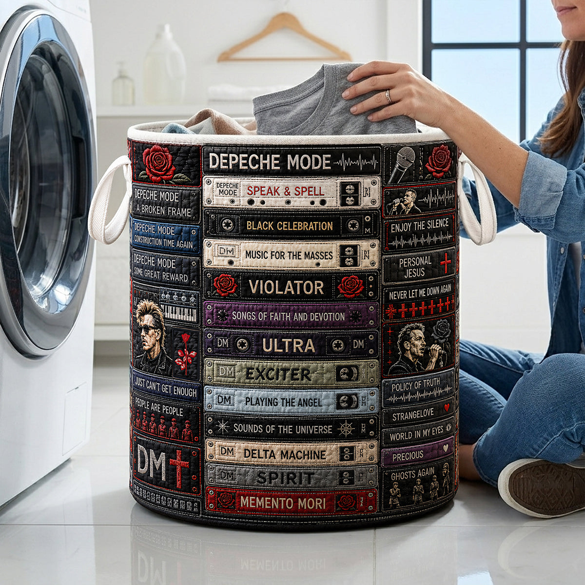 Depeche Mode Electronic Music Quilted Laundry Basket - Personalized Gift For Rock Lovers 02huta100726
