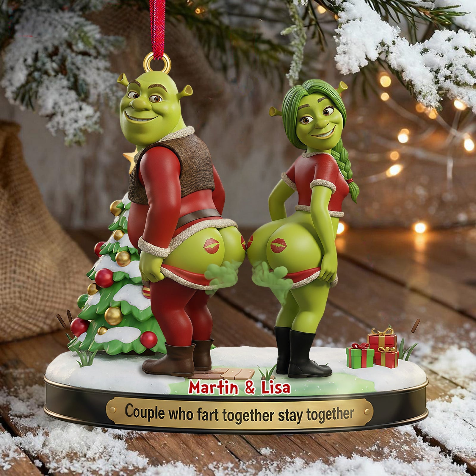Funny Fart Together Couple Ornament - Personalized Gift For Couples 05OHMG241125