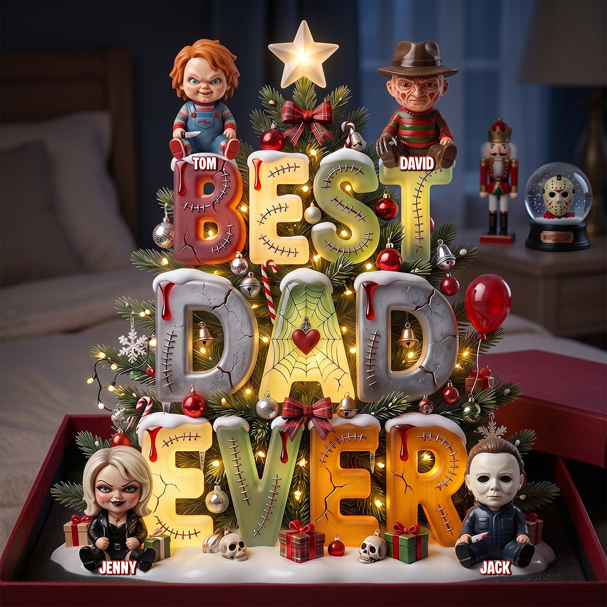 Best Mom/Dad Ever Horror Version Light Box - Personalized Christmas Gifts For Horror Lovers 04patn190826