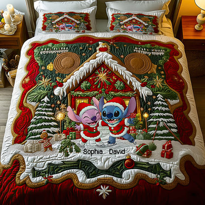 Lover's House Christmas Quilt Bedding Set Gifts For Couple 04NADT060925