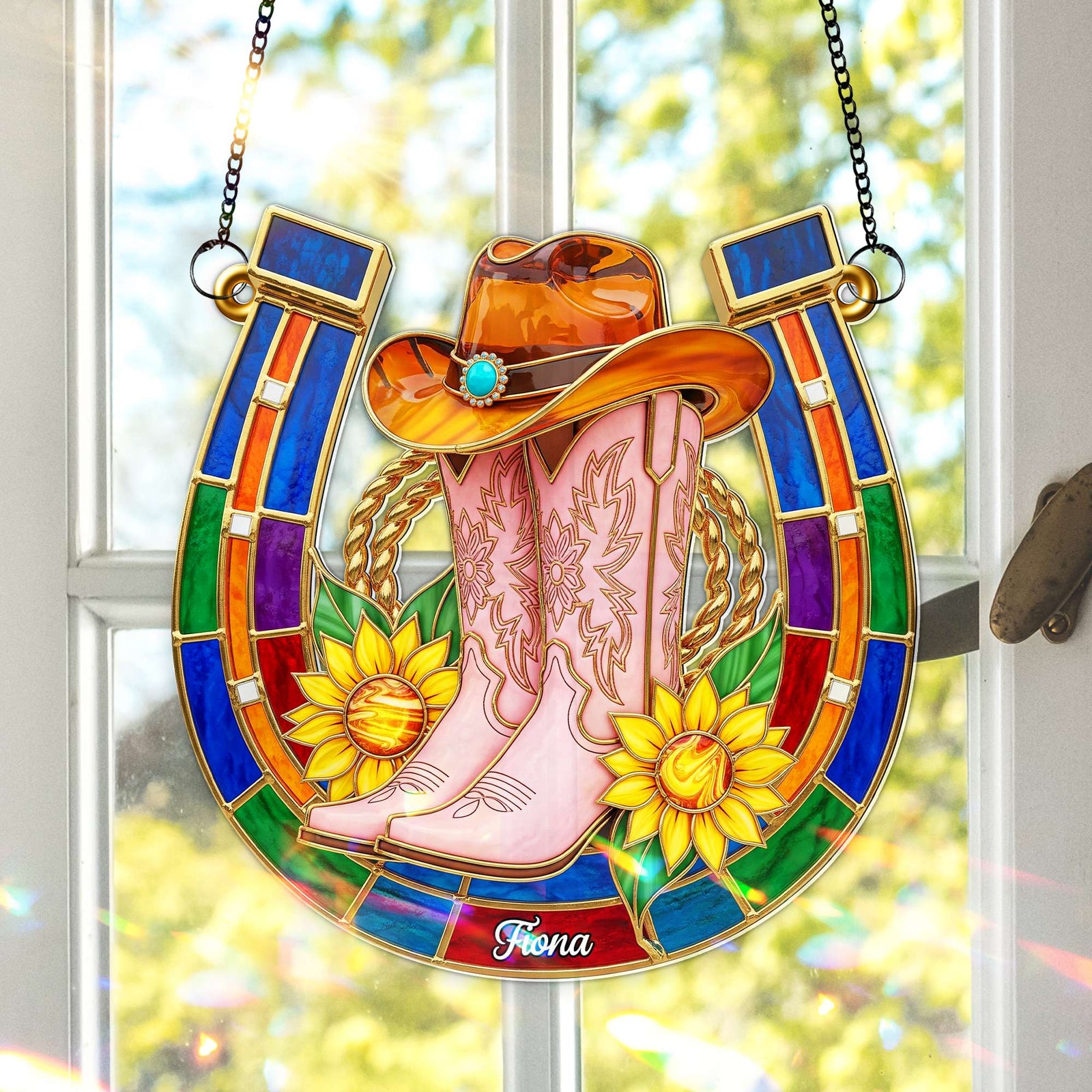Western Spirit Suncatcher Ornament - Personalized Gifts For Cowgirl 02NALU280725